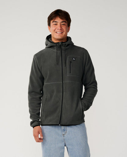 Rip Curl Departed Felpa con zip in pile polare Charcoal Grey