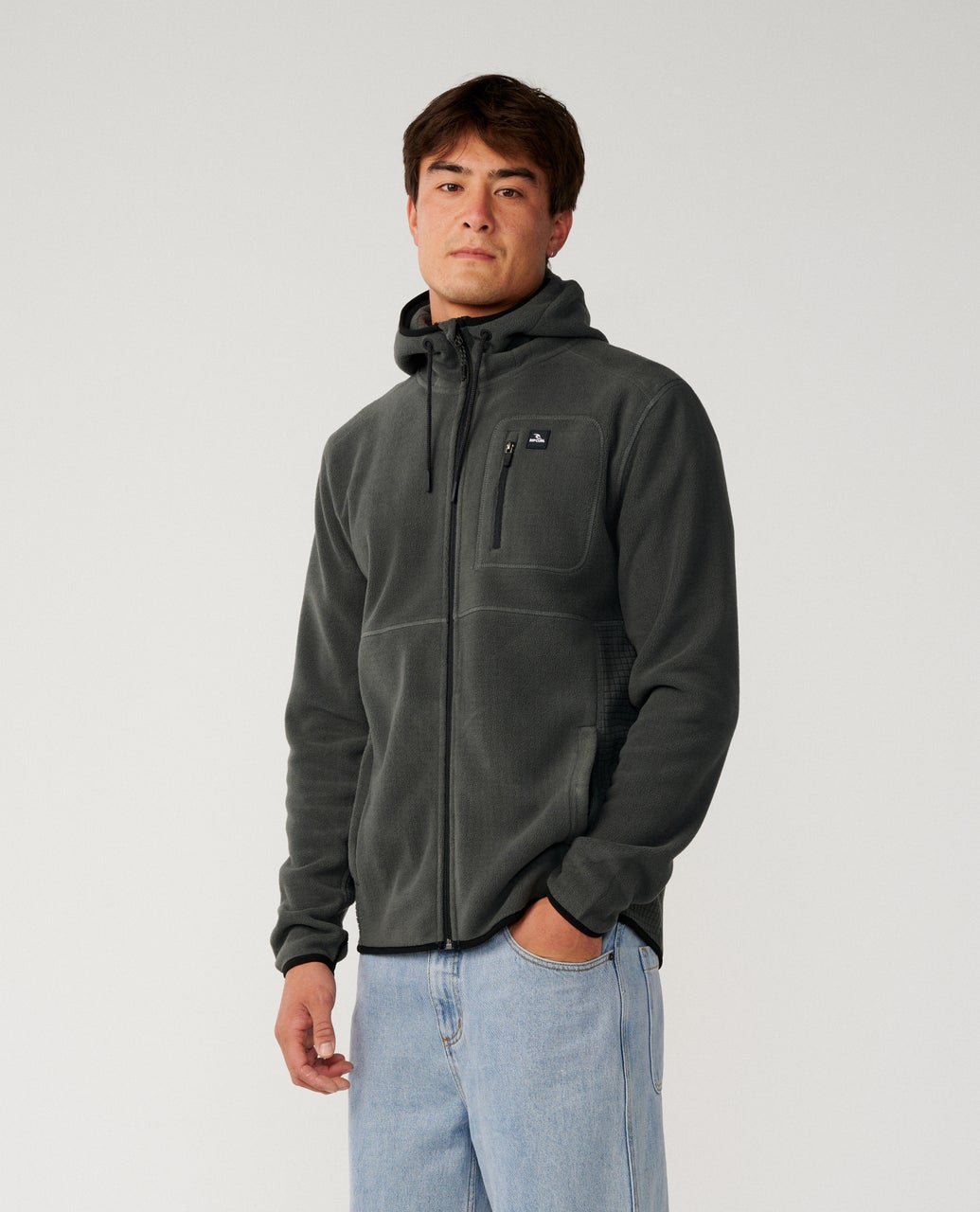 Rip Curl Departed Felpa con zip in pile polare Charcoal Grey