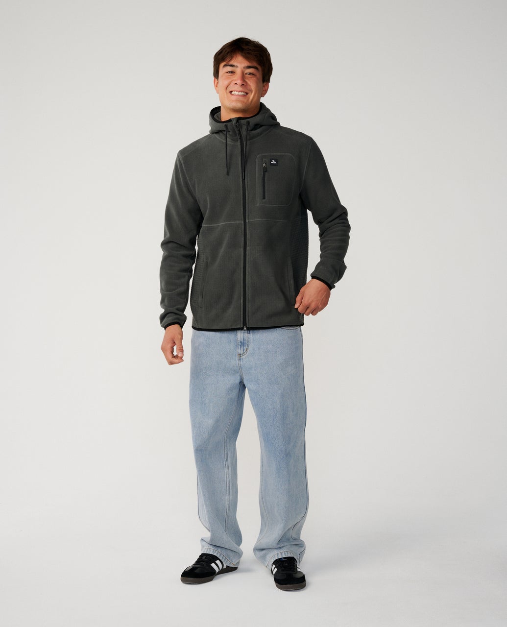 Rip Curl Departed Felpa con zip in pile polare Charcoal Grey