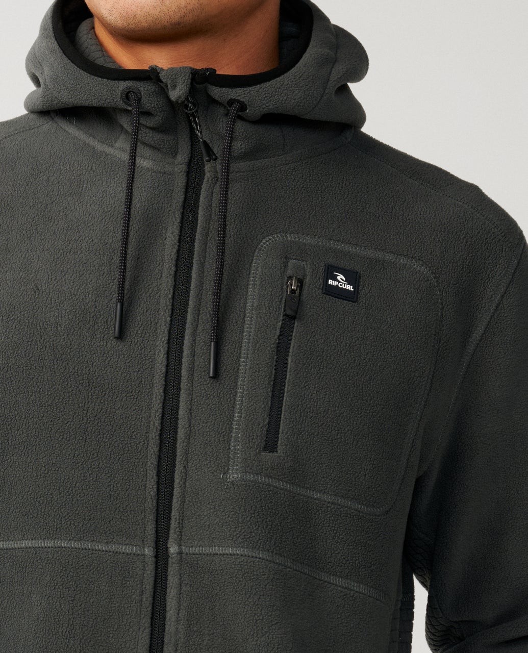 Rip Curl Departed Felpa con zip in pile polare Charcoal Grey