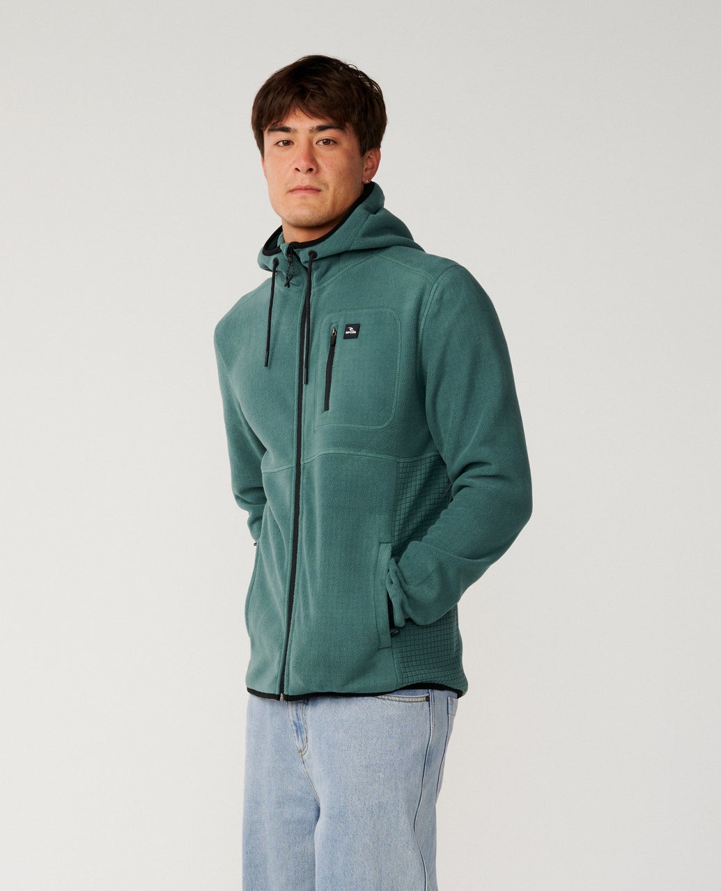 Rip Curl Departed Felpa con zip in pile polare Muted Green