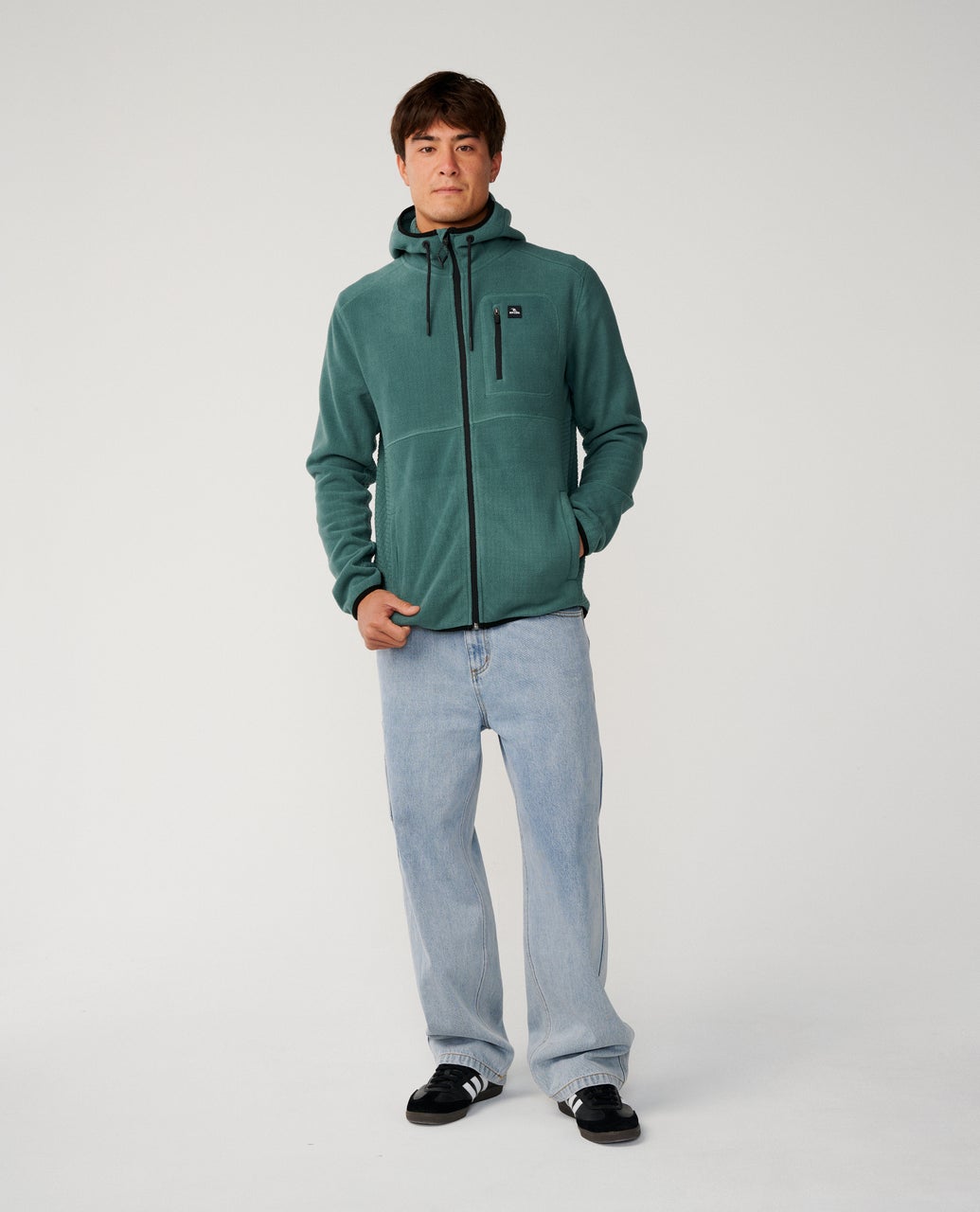 Rip Curl Departed Felpa con zip in pile polare Muted Green