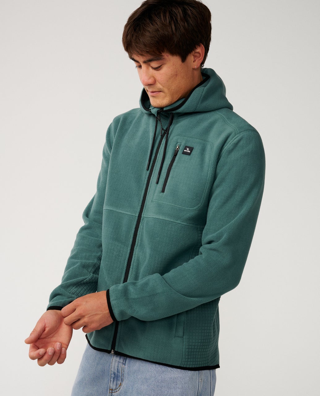 Rip Curl Departed Felpa con zip in pile polare Muted Green