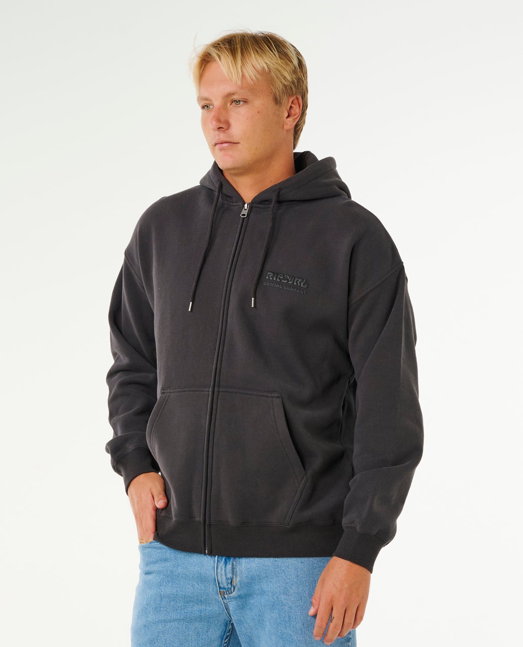 Rip Curl Surf Puff Felpa con cappuccio e zip Washed Black