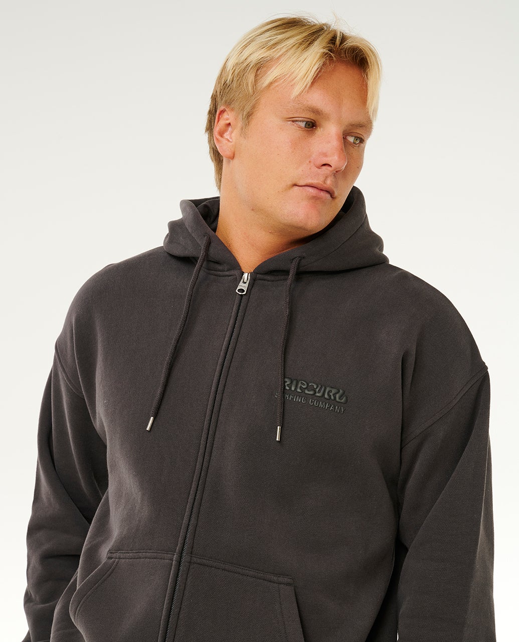 Rip Curl Surf Puff Felpa con cappuccio e zip Washed Black
