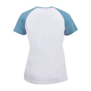 JP Womens T-Shirt White/Peacock Blue retro