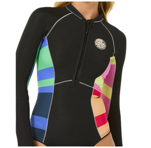 G Bomb Multicolor 1.5mm Long Sleeve Chest Zip Shorty Wetsuit 