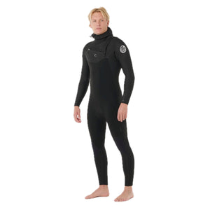 Dawn Patrol Warmth Herren 6/4 Kapuzenjacke mit versiegelten Nähten und Frontreißverschluss, Schwarz