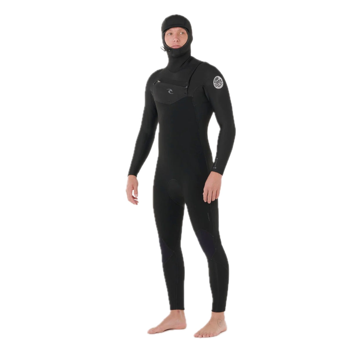 Dawn Patrol Warmth Men 6/4 Hooded  Sealed Seam Front Zip Black