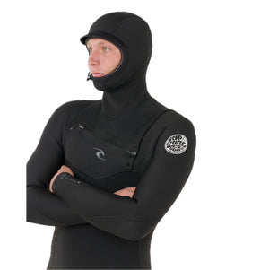 Dawn Patrol Warmth Men 5/4 Hooded  Sealed Seam Front Zip Black