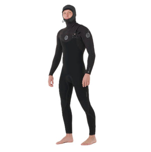 Flashbomb Hybrid Men 6/4 Hooded  Sealed Seam Front Zip Black