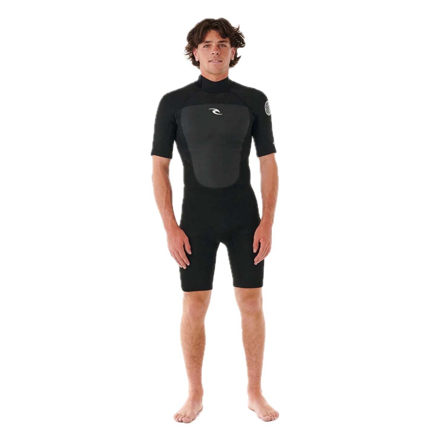 Omega Men 2mm Shorty Ss 2mm Unsealed Seam Back Zip Black