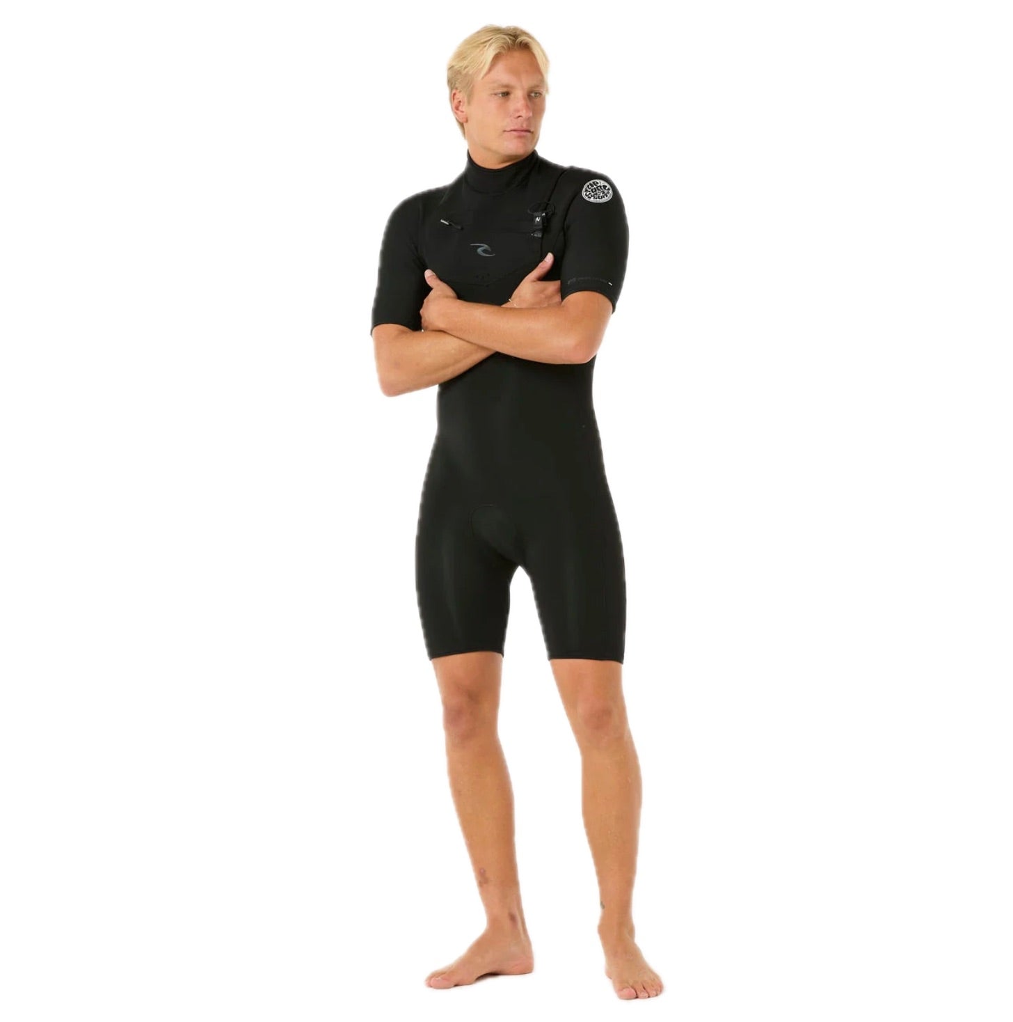 Ripcurl Dawn Patrol Men's 2mm Shorty SS - Black Front Zip Wetsuit