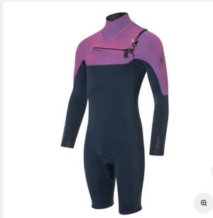 Wizard Prism 3/2 Shorty L/S C8 Prism Pink/Navy Front-RV